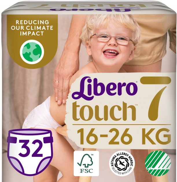 Підгузки для дітей Libero Touch 7 (16-26 кг) 32 шт